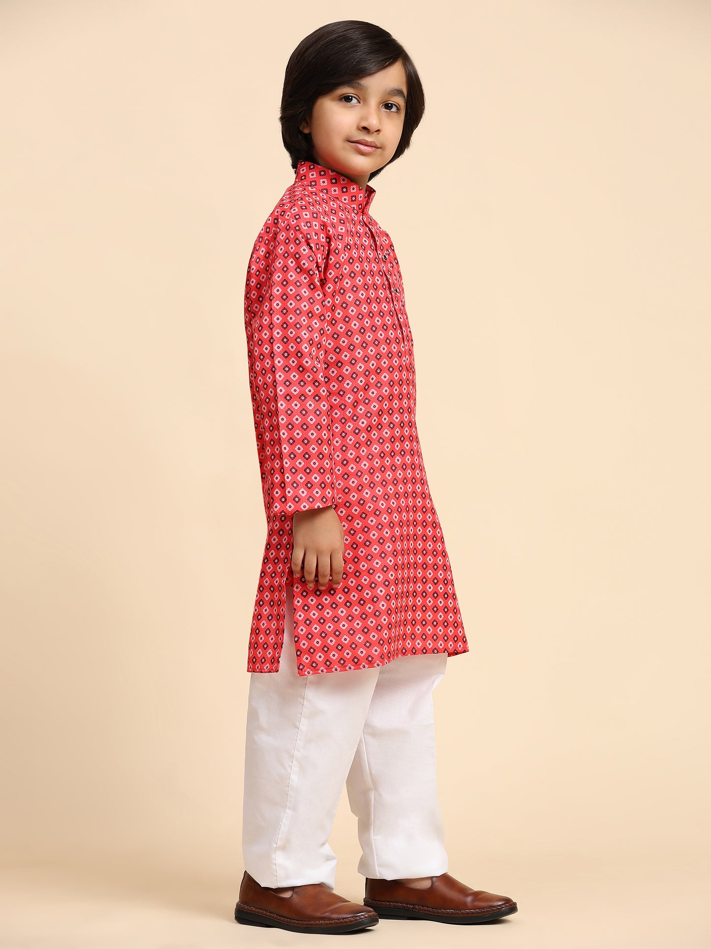 Pro-Ethic Style Developer Boys Cotton Kurta Pajama for Kid's Ethnic Wear | Cotton Kurta Pajama (S-239), Red