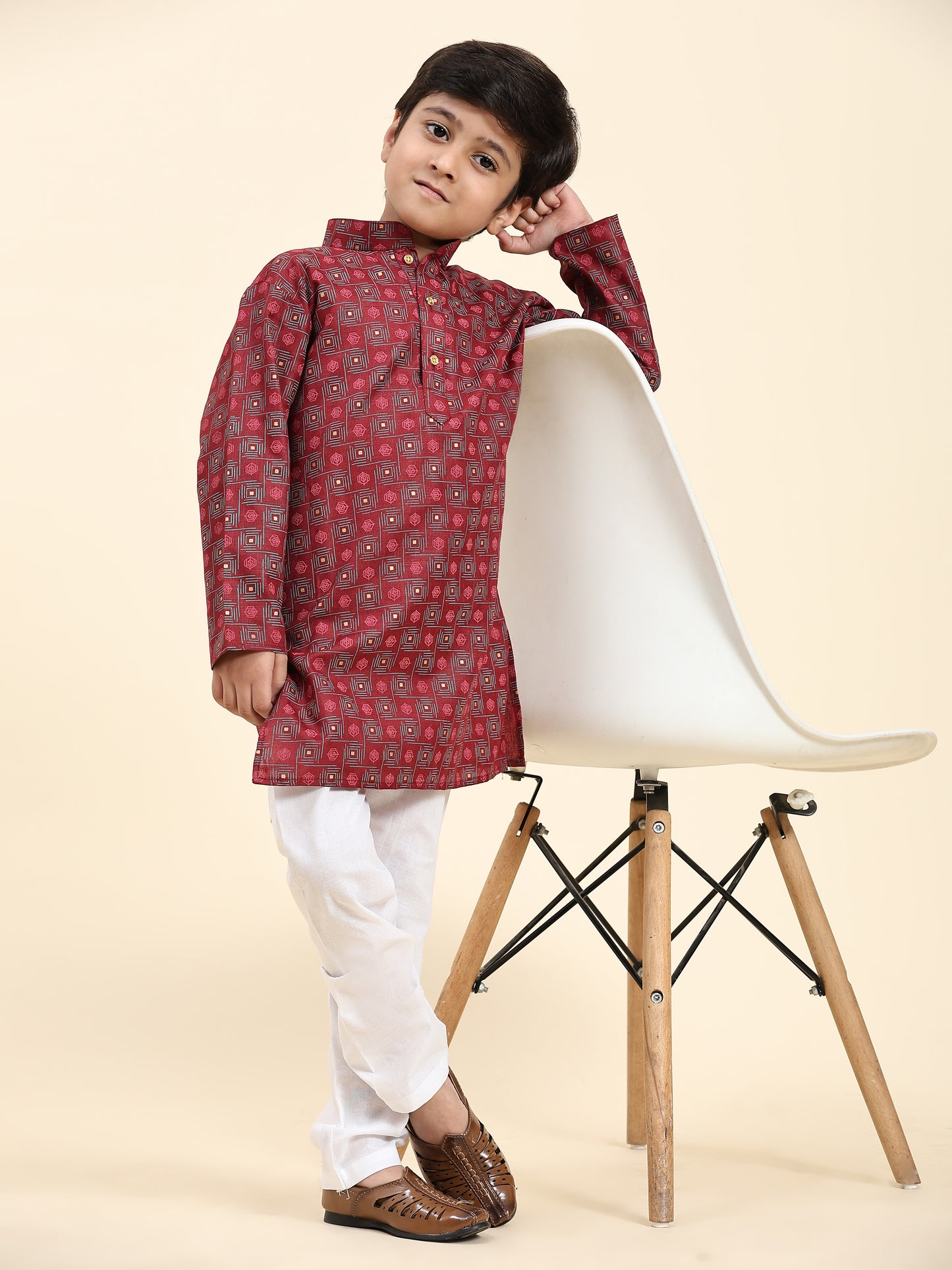 Pro-Ethic Style Developer Boys Cotton Kurta Pajama for Kid's|Ethnic wear for Wedding, Occasion, Pack of 1 (S-219) Maroon