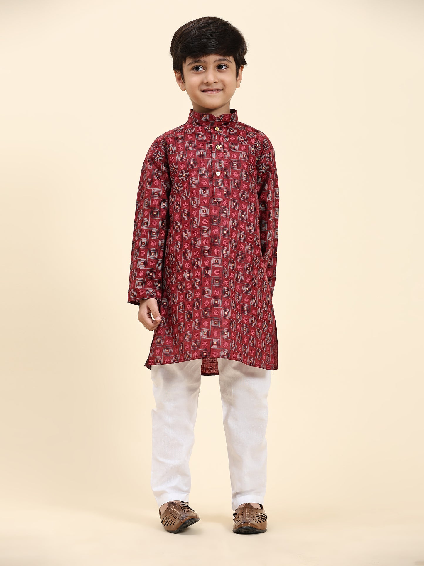 Pro-Ethic Style Developer Boys Cotton Kurta Pajama for Kid's|Ethnic wear for Wedding, Occasion, Pack of 1 (S-219) Maroon