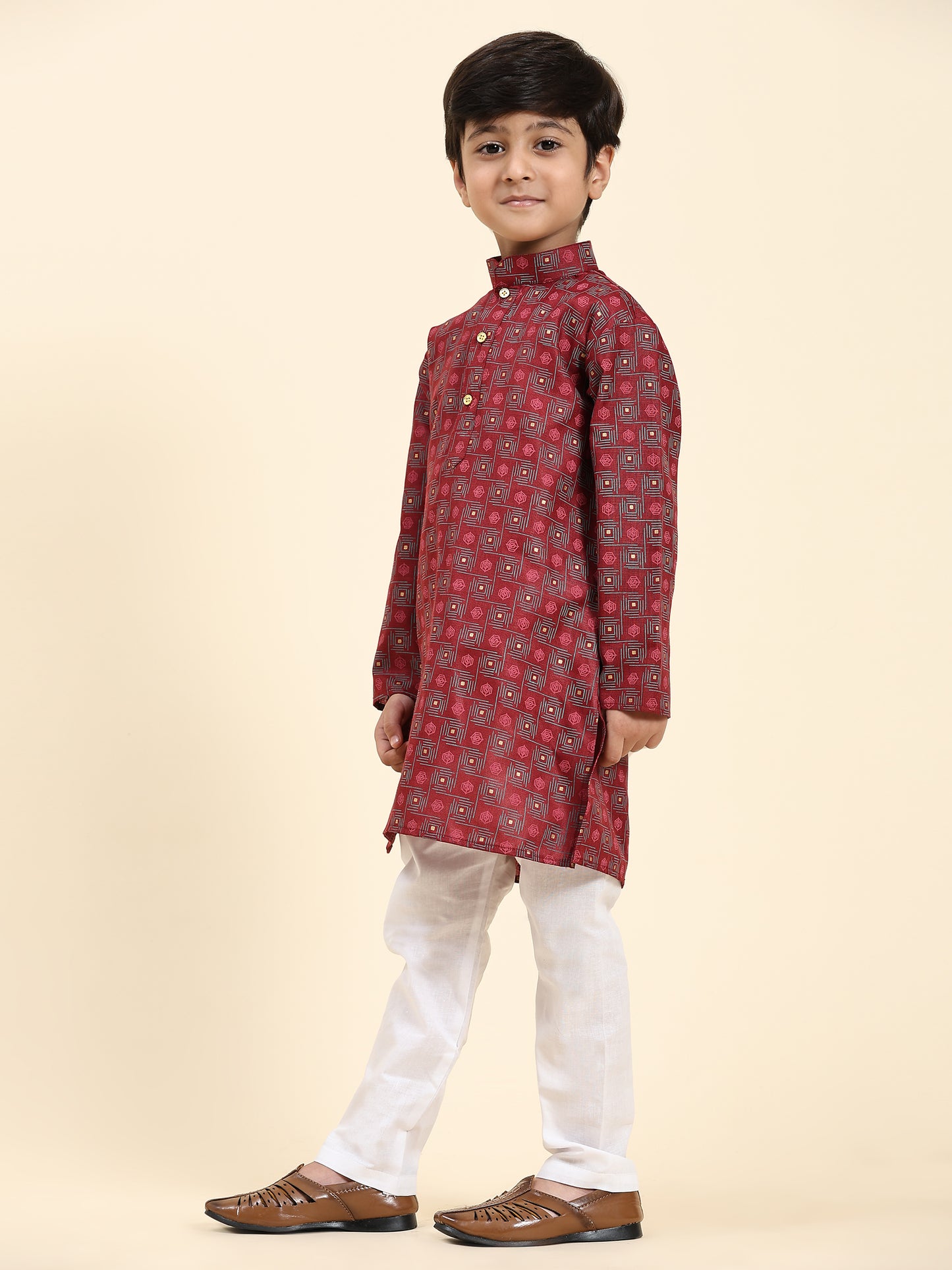 Pro-Ethic Style Developer Boys Cotton Kurta Pajama for Kid's|Ethnic wear for Wedding, Occasion, Pack of 1 (S-219) Maroon