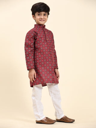 Pro-Ethic Style Developer Boys Cotton Kurta Pajama for Kid's|Ethnic wear for Wedding, Occasion, Pack of 1 (S-219) Maroon