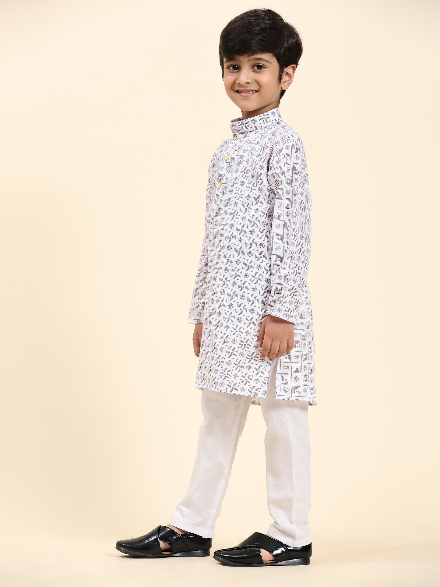 Pro-Ethic Style Developer Boys Cotton Kurta Pajama for Kid's|Ethnic wear for Wedding, Occasion, Pack of 1 (S-219) White