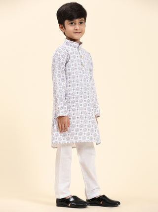 Pro-Ethic Style Developer Boys Cotton Kurta Pajama for Kid's|Ethnic wear for Wedding, Occasion, Pack of 1 (S-219) White