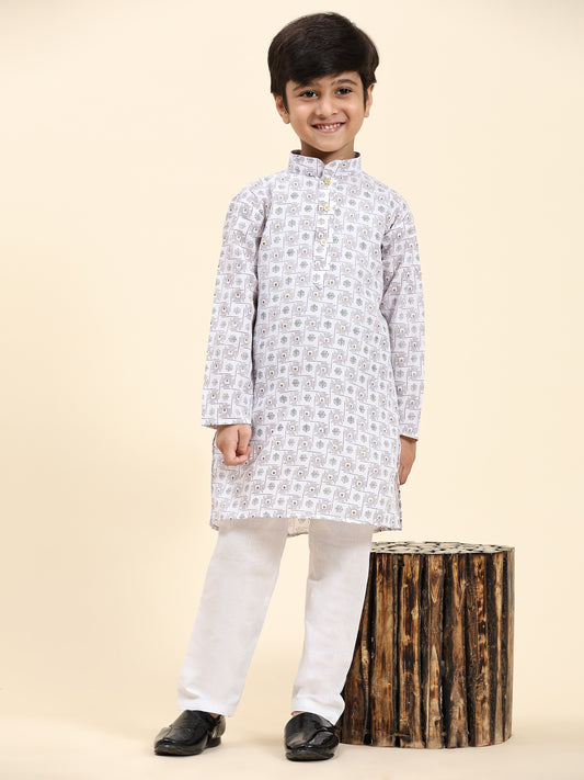 Pro-Ethic Style Developer Boys Cotton Kurta Pajama for Kid's|Ethnic wear for Wedding, Occasion, Pack of 1 (S-219) White