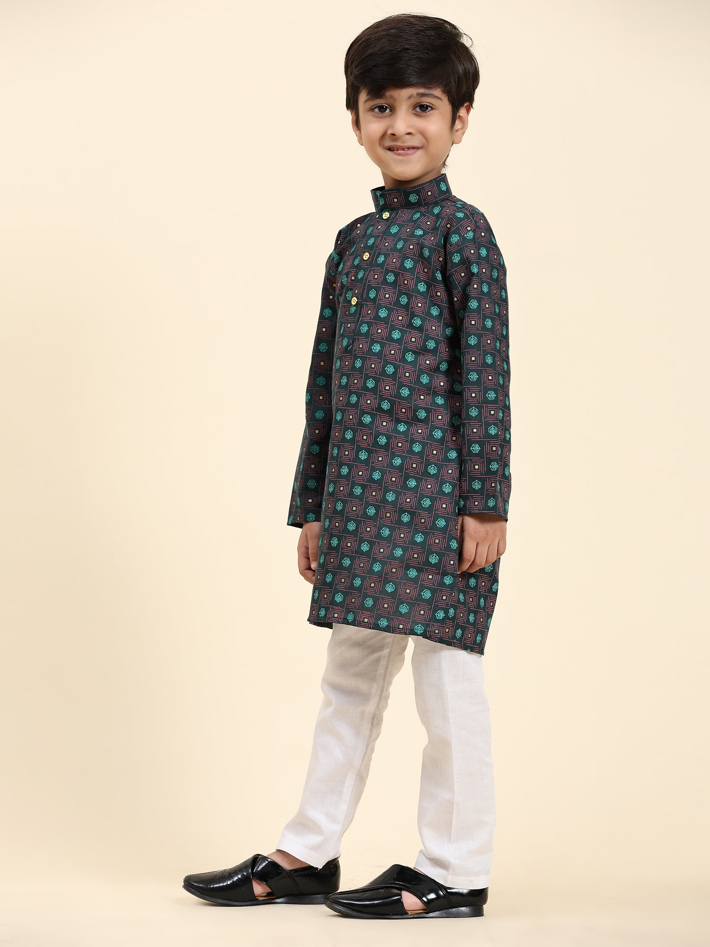 Pro-Ethic Style Developer Boys Cotton Kurta Pajama for Kid's|Ethnic wear for Wedding, Occasion, Pack of 1 (S-219) Green