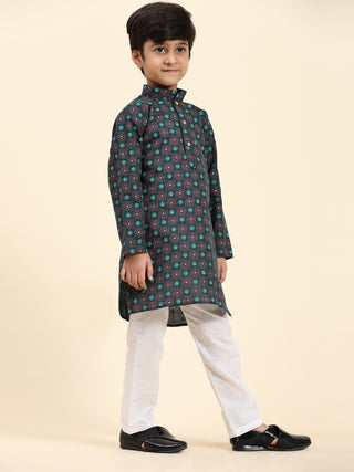 Pro-Ethic Style Developer Boys Cotton Kurta Pajama for Kid's|Ethnic wear for Wedding, Occasion, Pack of 1 (S-219) Green
