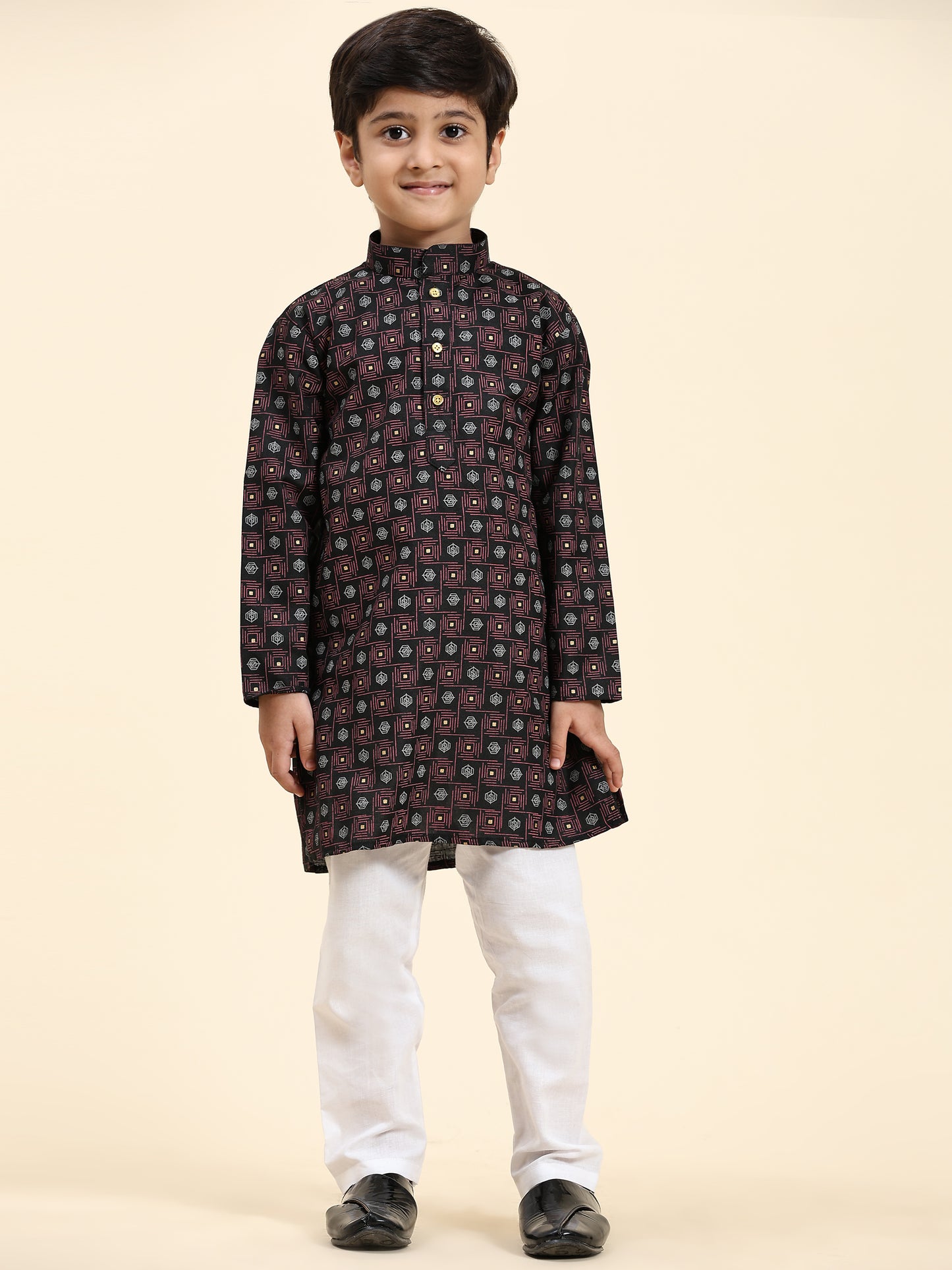 Pro-Ethic Style Developer Boys Cotton Kurta Pajama for Kid's|Ethnic wear for Wedding, Occasion, Pack of 1 (S-219) Black