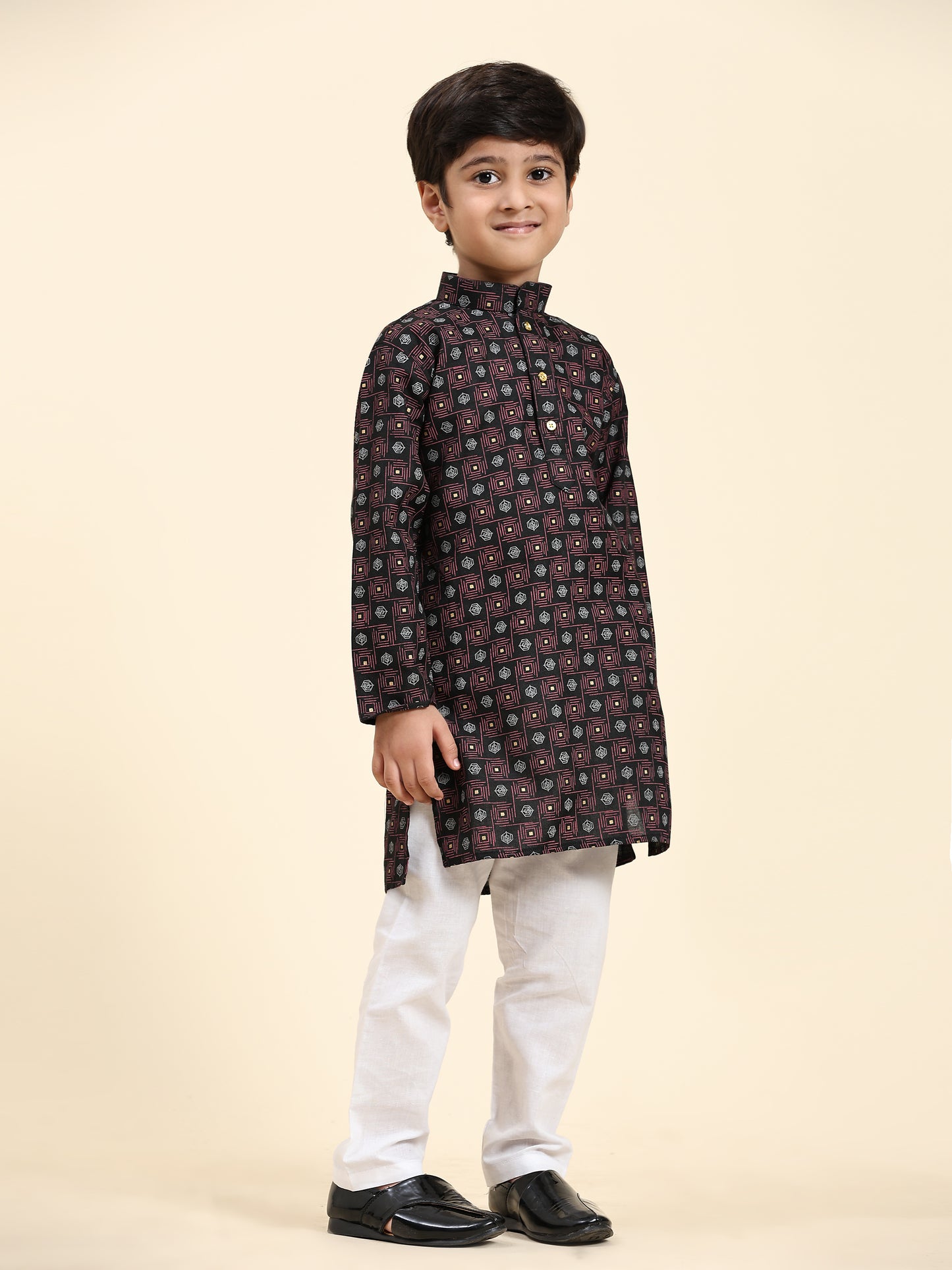 Pro-Ethic Style Developer Boys Cotton Kurta Pajama for Kid's|Ethnic wear for Wedding, Occasion, Pack of 1 (S-219) Black