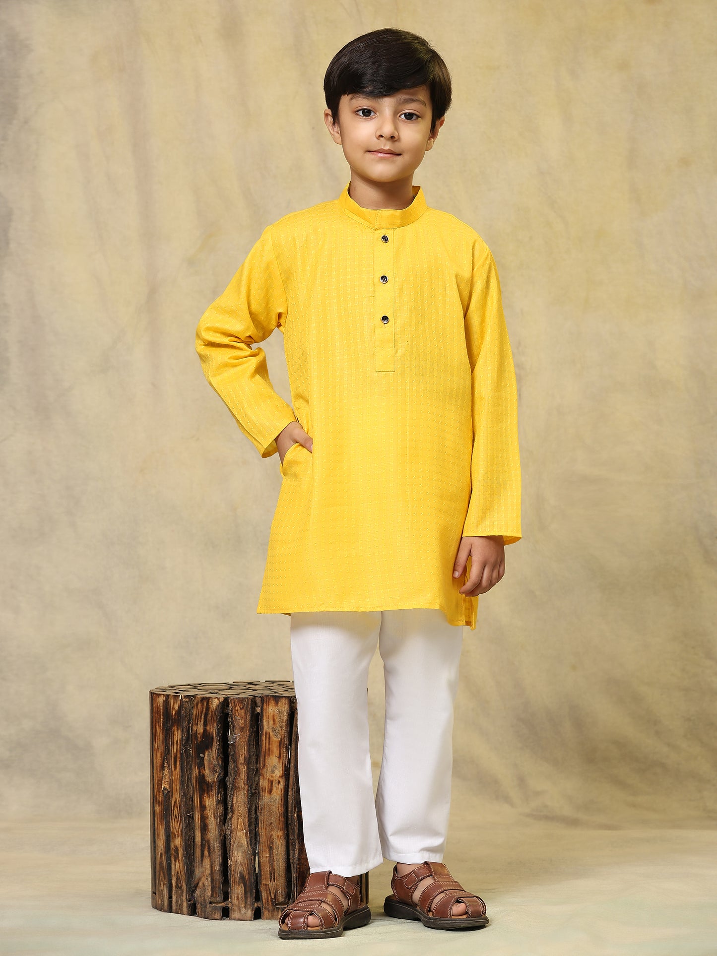 Pro-Ethic Style Developer Boys Cotton Kurta Pajama for Kid's (S-246) Yellow