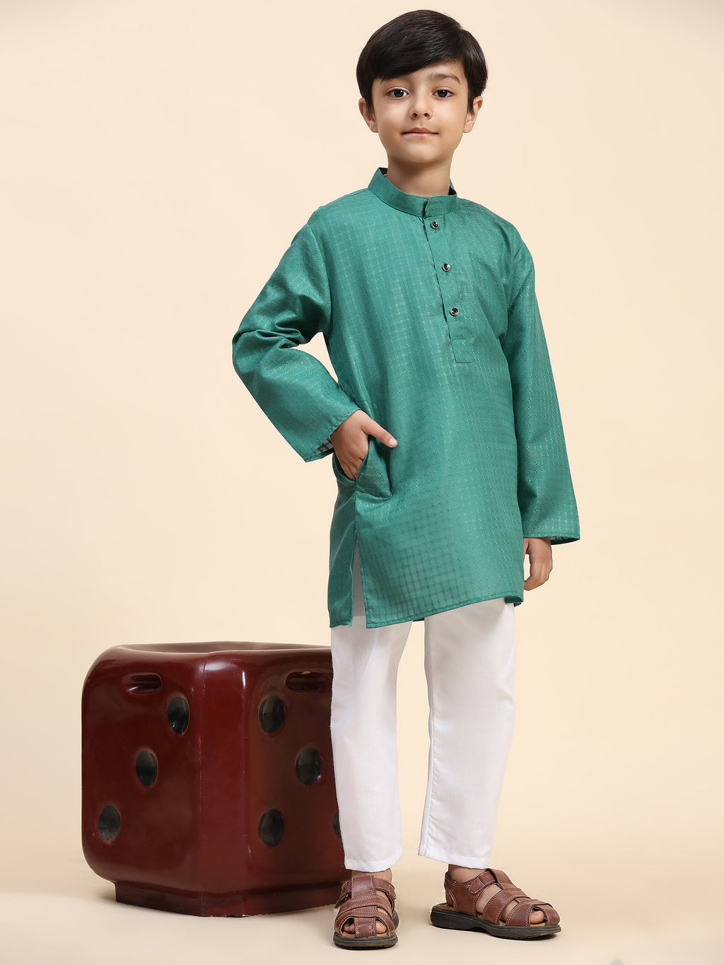 Pro-Ethic Style Developer Boys Cotton Kurta Pajama for Kid's (S-246) Green