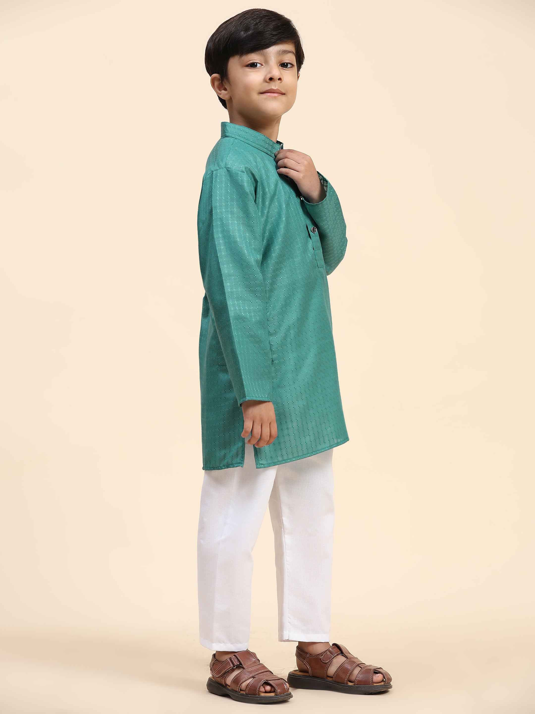 Pro-Ethic Style Developer Boys Cotton Kurta Pajama for Kid's (S-246) Green