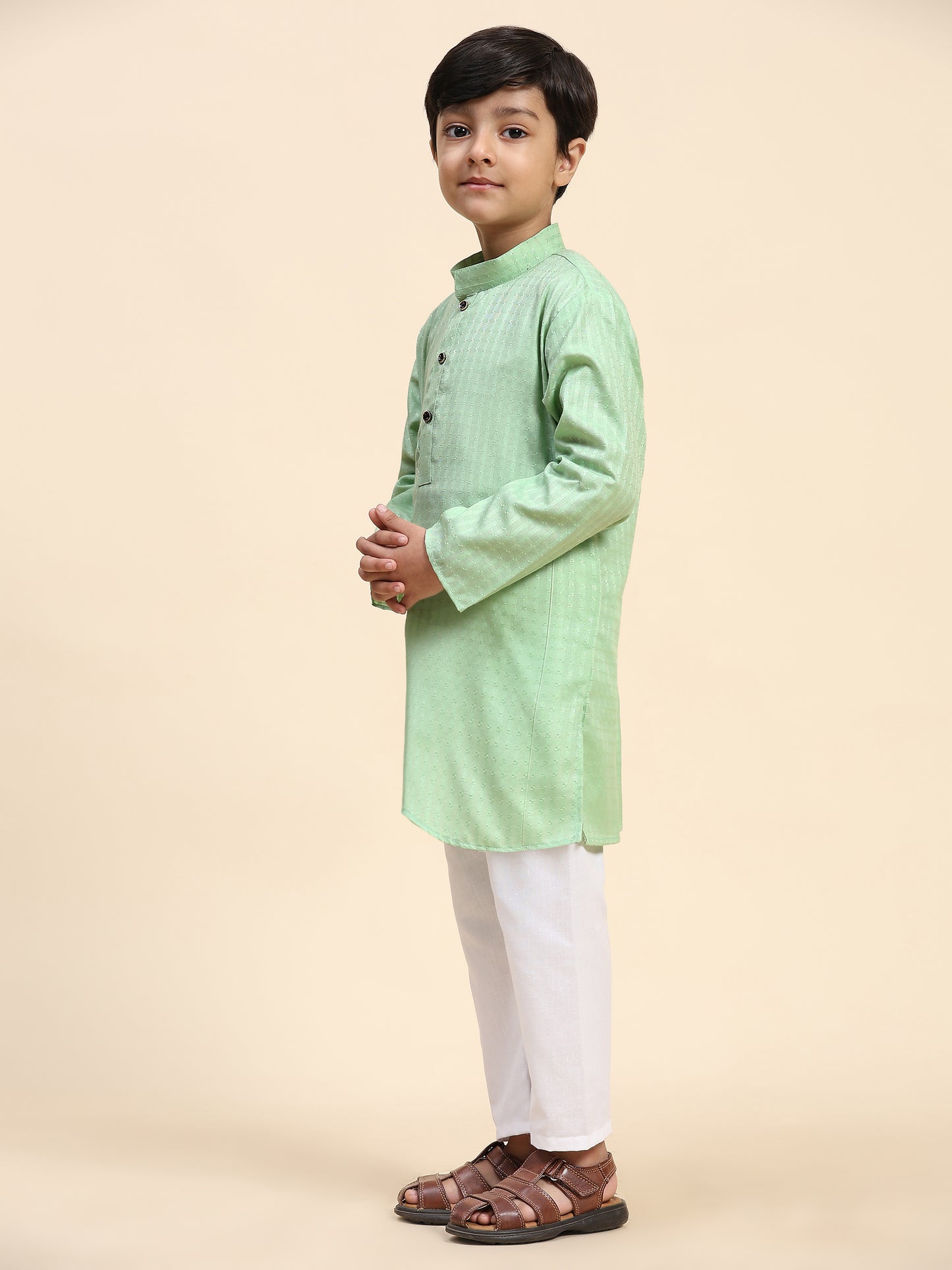 Pro-Ethic Style Developer Boys Cotton Kurta Pajama for Kid's (S-246) Light Green