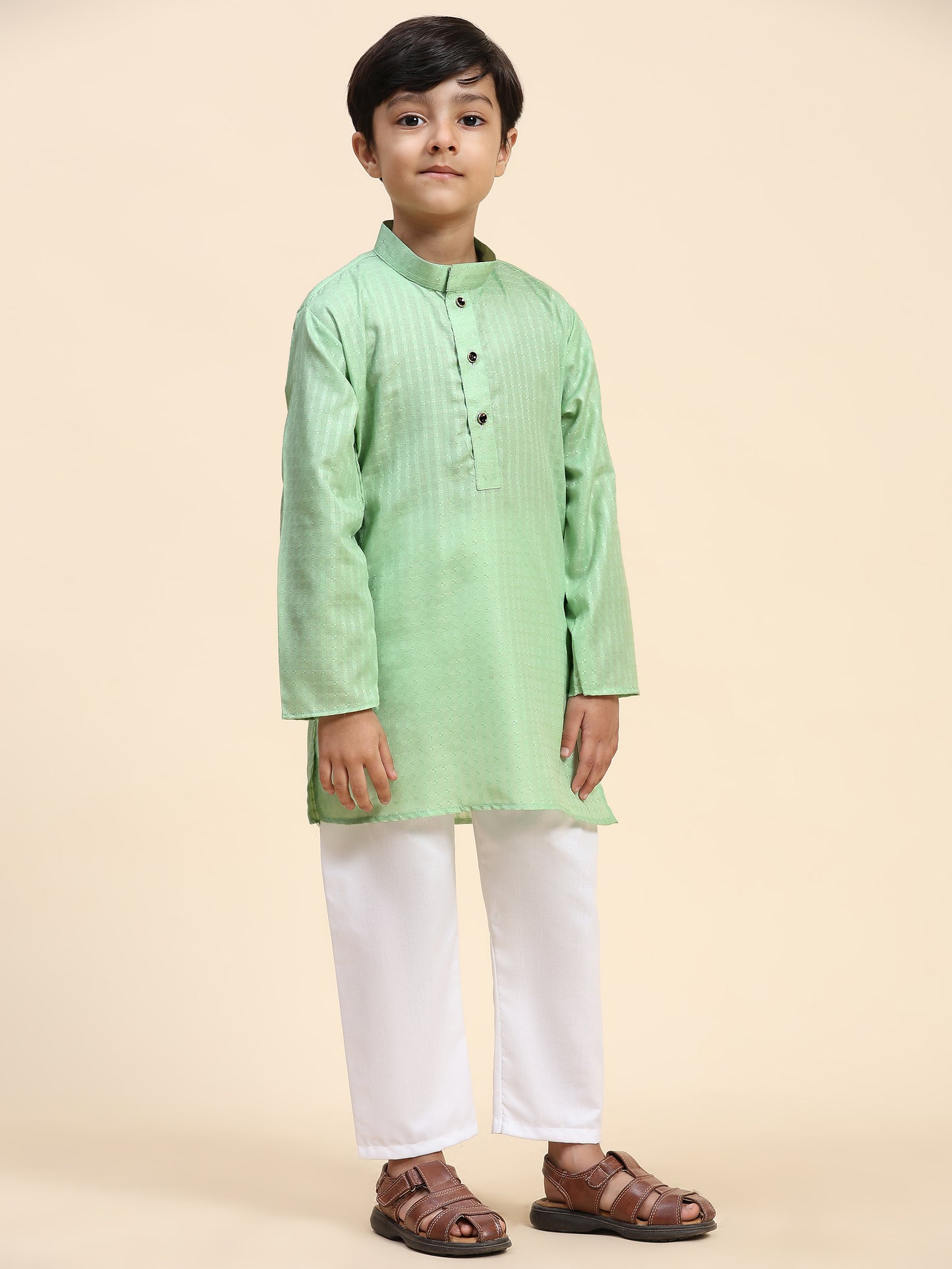 Pro-Ethic Style Developer Boys Cotton Kurta Pajama for Kid's (S-246) Light Green