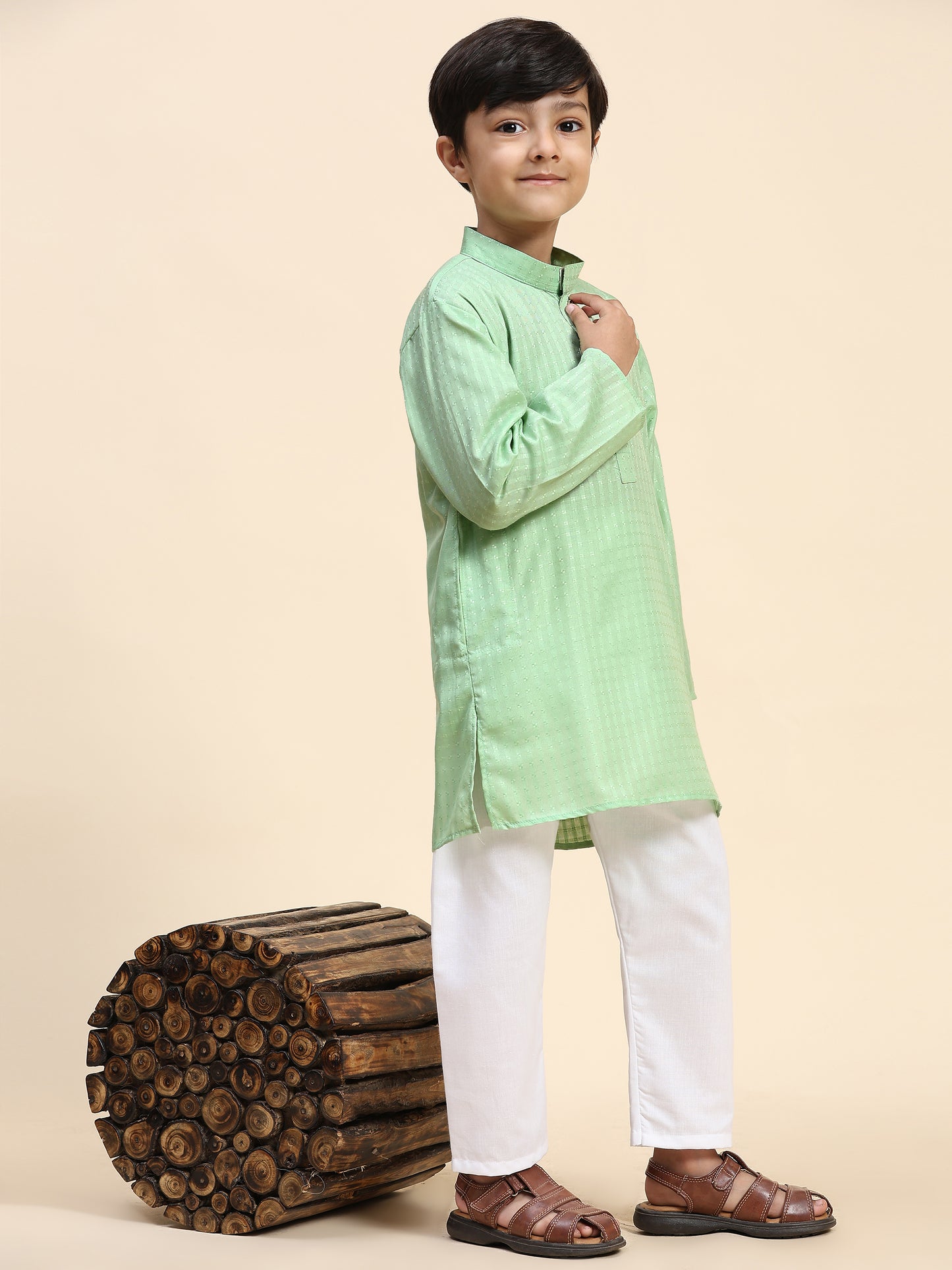 Pro-Ethic Style Developer Boys Cotton Kurta Pajama for Kid's (S-246) Light Green