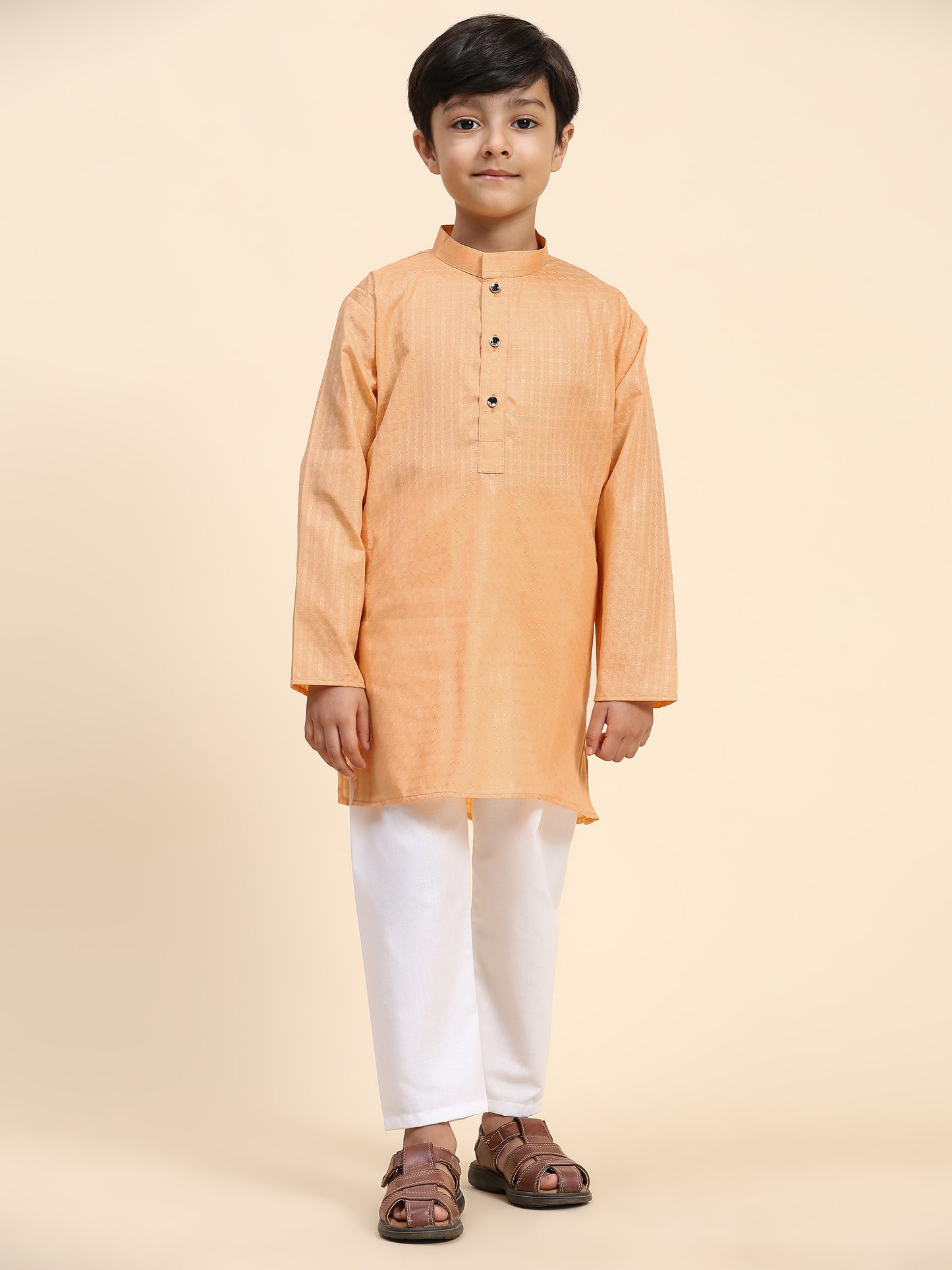 Pro-Ethic Style Developer Boys Cotton Kurta Pajama for Kid's (S-246) Peach