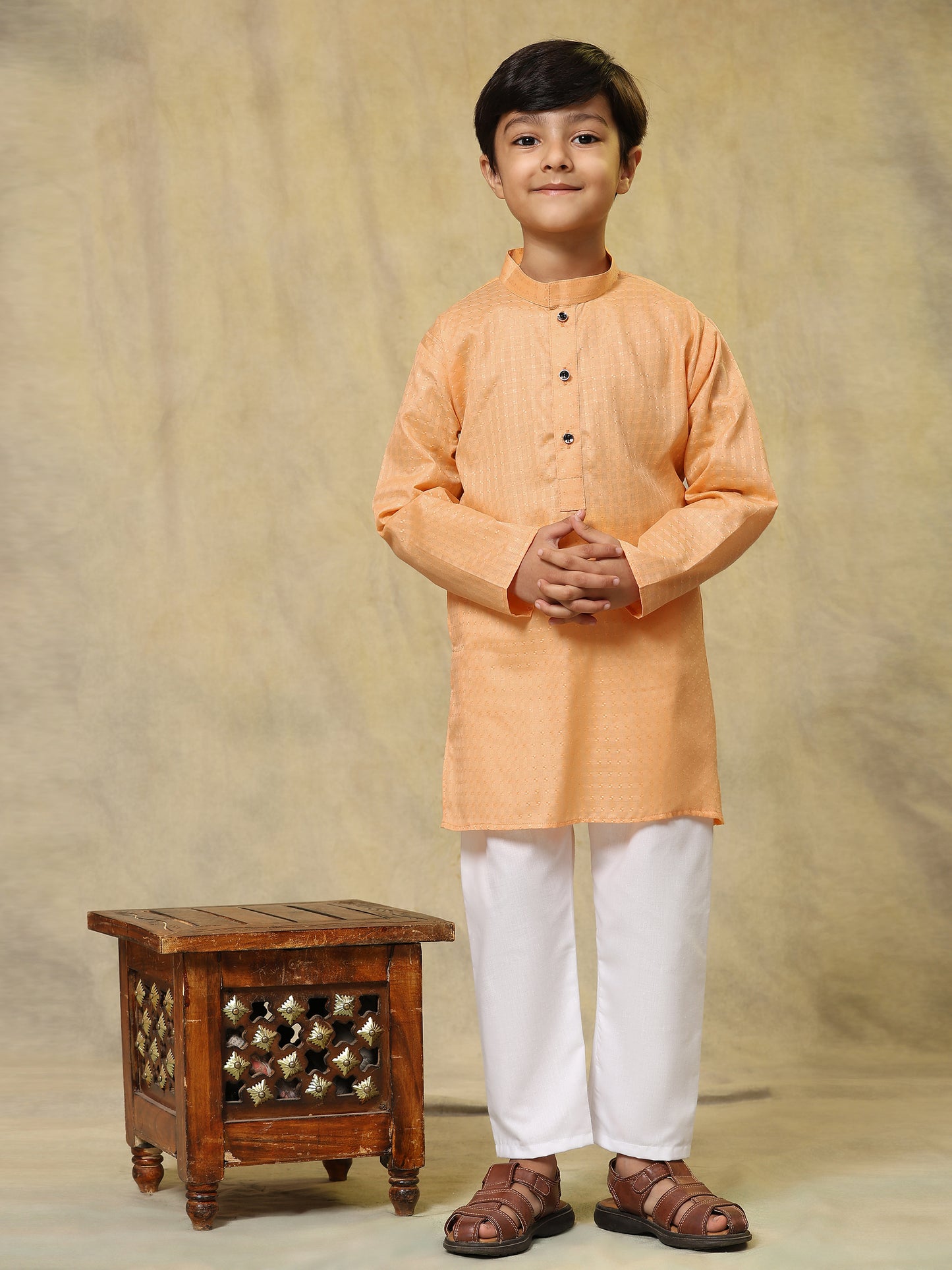 Pro-Ethic Style Developer Boys Cotton Kurta Pajama for Kid's (S-246) Peach