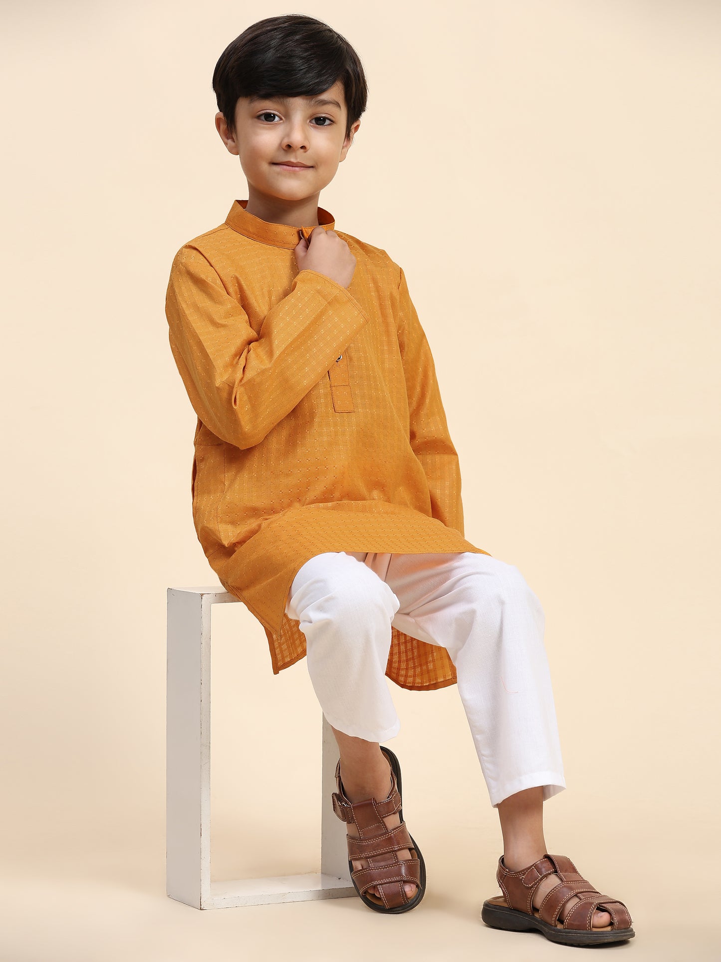 Pro-Ethic Style Developer Boys Cotton Kurta Pajama for Kid's (S-246) Orange