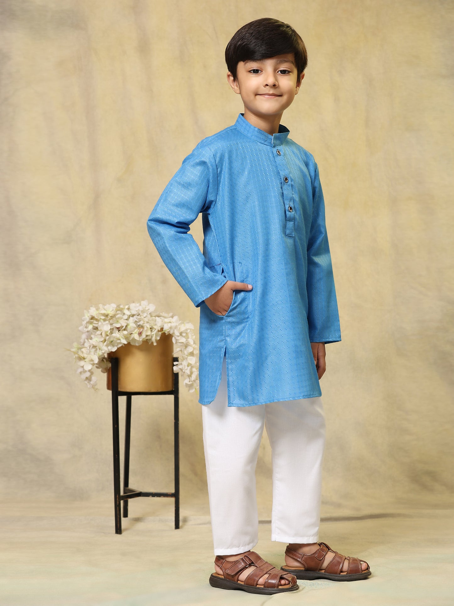 Pro-Ethic Style Developer Boys Cotton Kurta Pajama for Kid's (S-246) Sky Blue