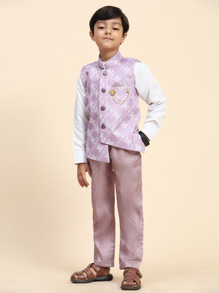 Pro-Ethic Style Developer Boy's 3 Piece Suit Set Cotton Jacquard Pattern with Floral Design (T-137) Pink