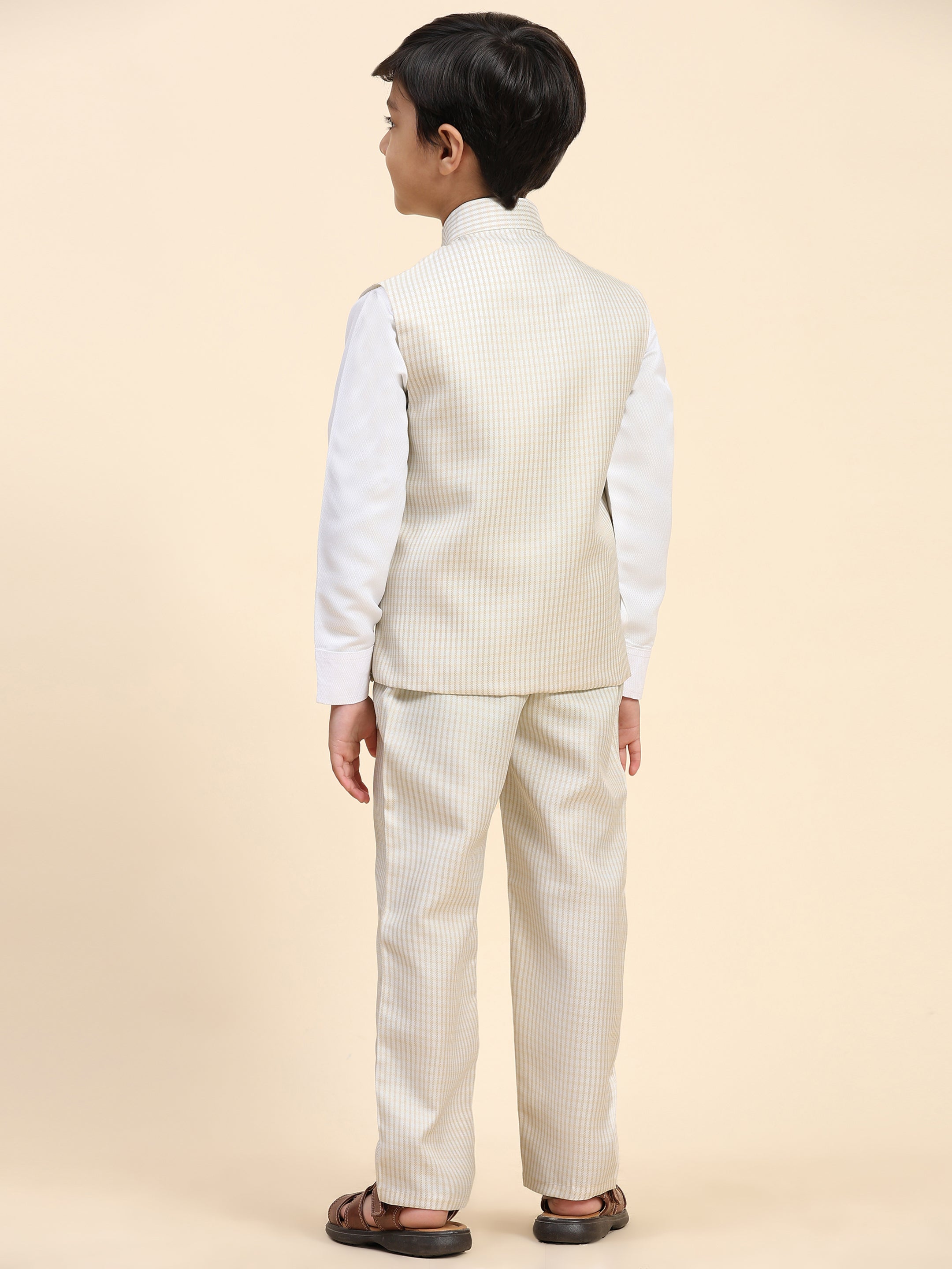 Pro-Ethic Style Developer Boy's 3 Piece Suit Set for Kids Cotton Checked Pattern (T-138) Light Brown