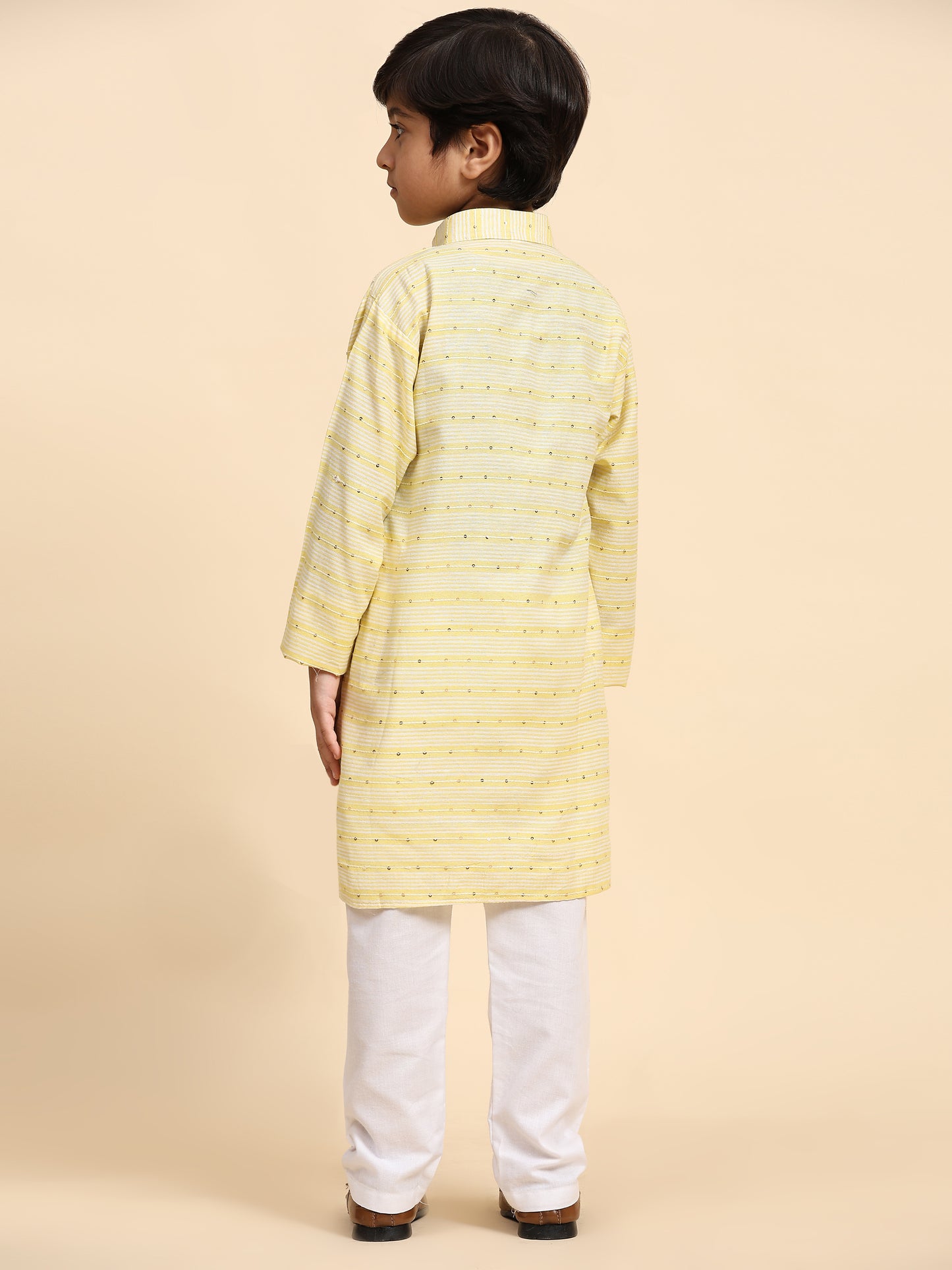 Pro-Ethic Style Developer Boys Cotton Kurta Pajama for Kid's Traditional Dresses for Boys (Yellow)