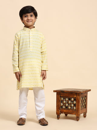 Pro-Ethic Style Developer Boys Cotton Kurta Pajama for Kid's Traditional Dresses for Boys (Yellow)