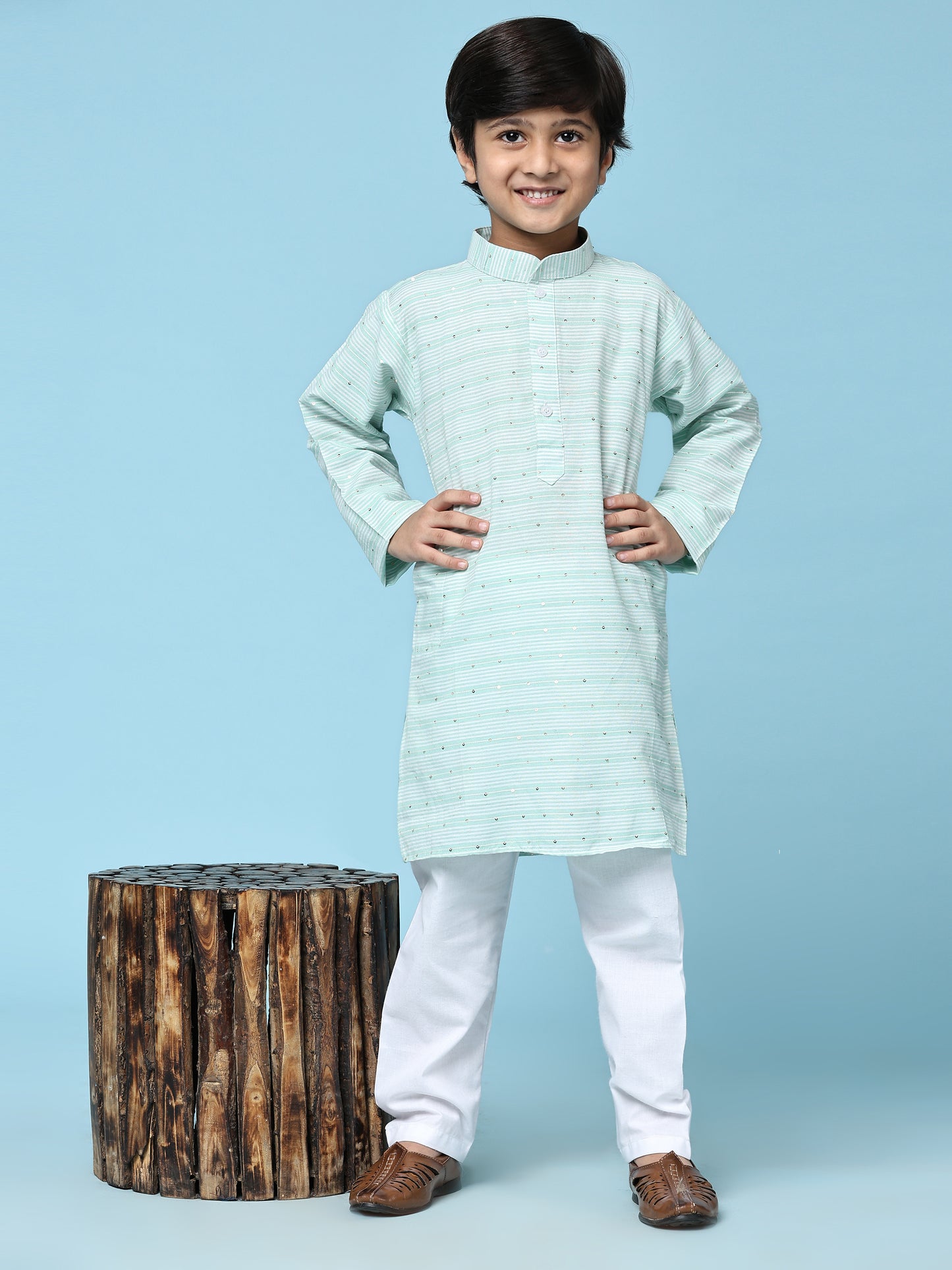 Pro-Ethic Style Developer Boys Cotton Kurta Pajama for Kid's Traditional Dresses for Boys (Green)