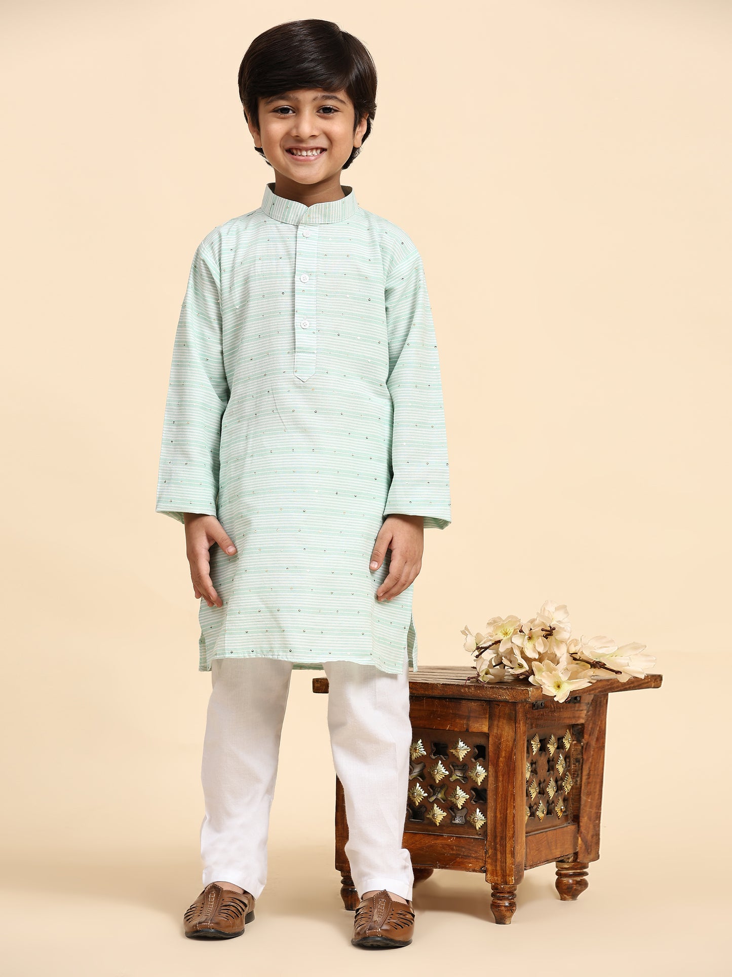 Pro-Ethic Style Developer Boys Cotton Kurta Pajama for Kid's Traditional Dresses for Boys (Green)