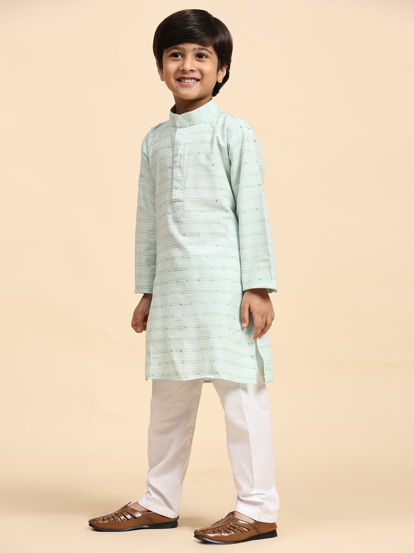 Pro-Ethic Style Developer Boys Cotton Kurta Pajama for Kid's Traditional Dresses for Boys (Green)