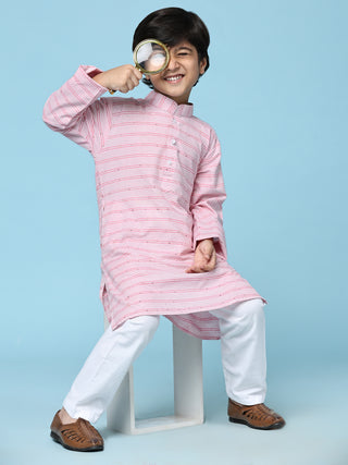Pro-Ethic Style Developer Boys Cotton Kurta Pajama for Kid's Traditional Dresses for Boys (Pink)