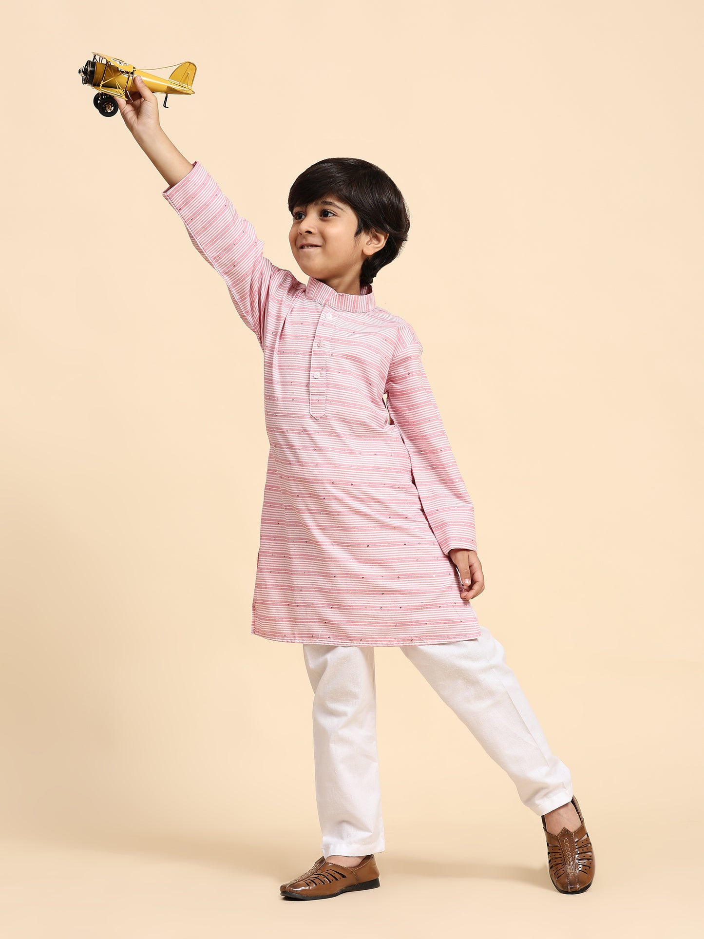 Pro-Ethic Style Developer Boys Cotton Kurta Pajama for Kid's Traditional Dresses for Boys (Pink)