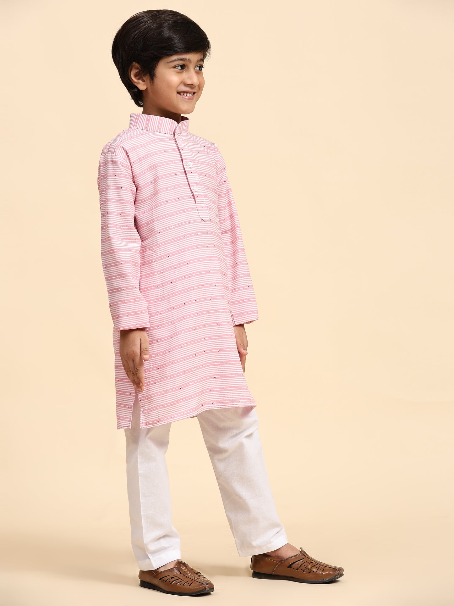 Pro-Ethic Style Developer Boys Cotton Kurta Pajama for Kid's Traditional Dresses for Boys (Pink)