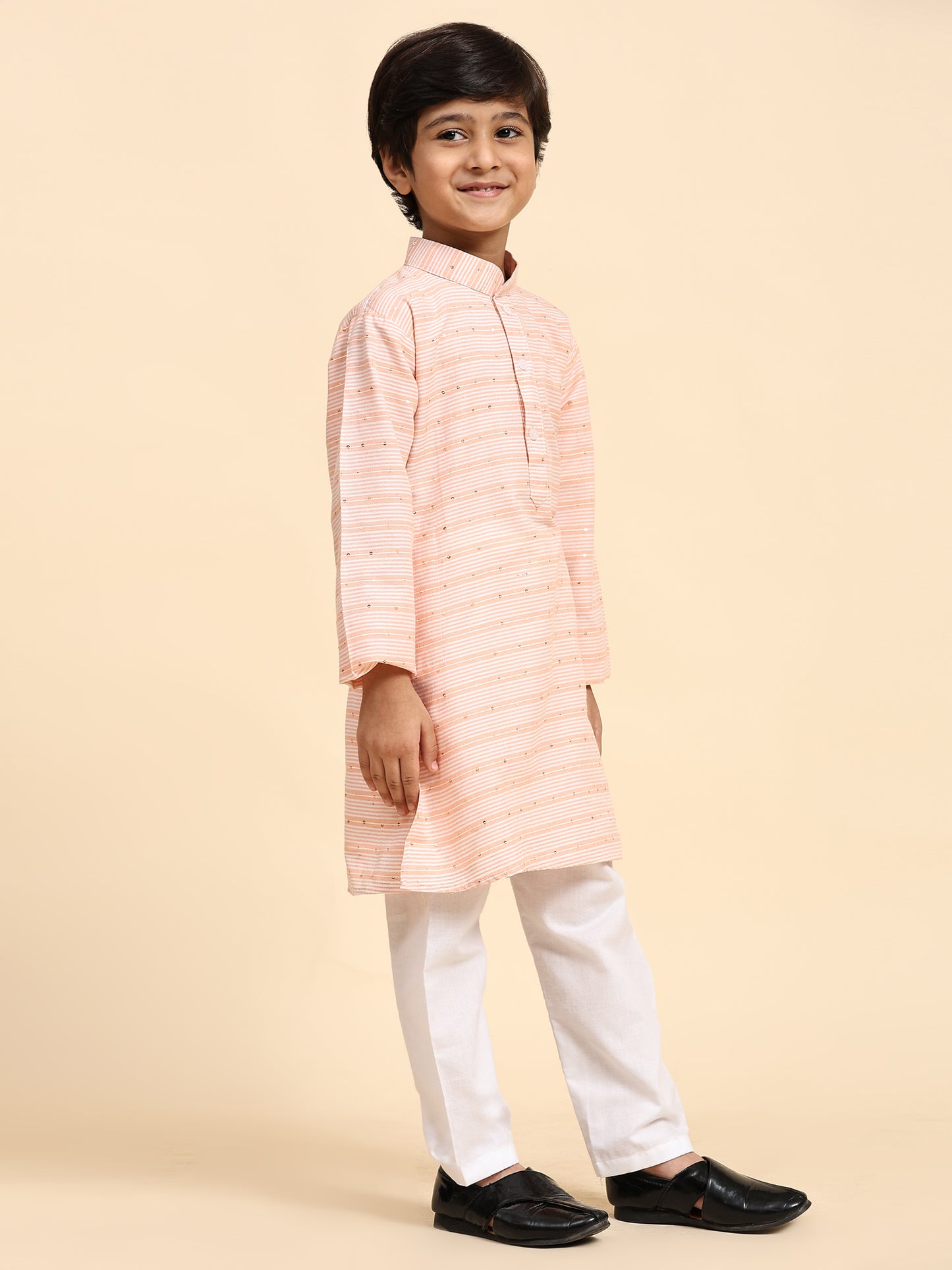 Pro-Ethic Style Developer Boys Cotton Kurta Pajama for Kid's Traditional Dresses for Boys (Orange)