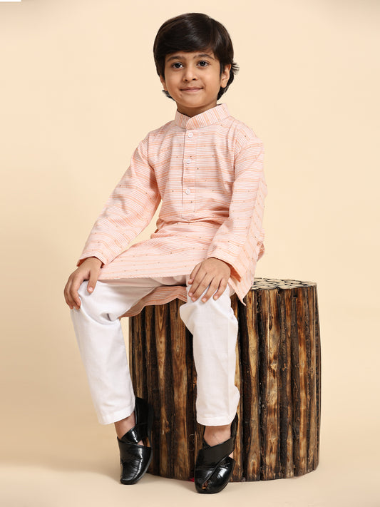 Pro-Ethic Style Developer Boys Cotton Kurta Pajama for Kid's Traditional Dresses for Boys (Orange)