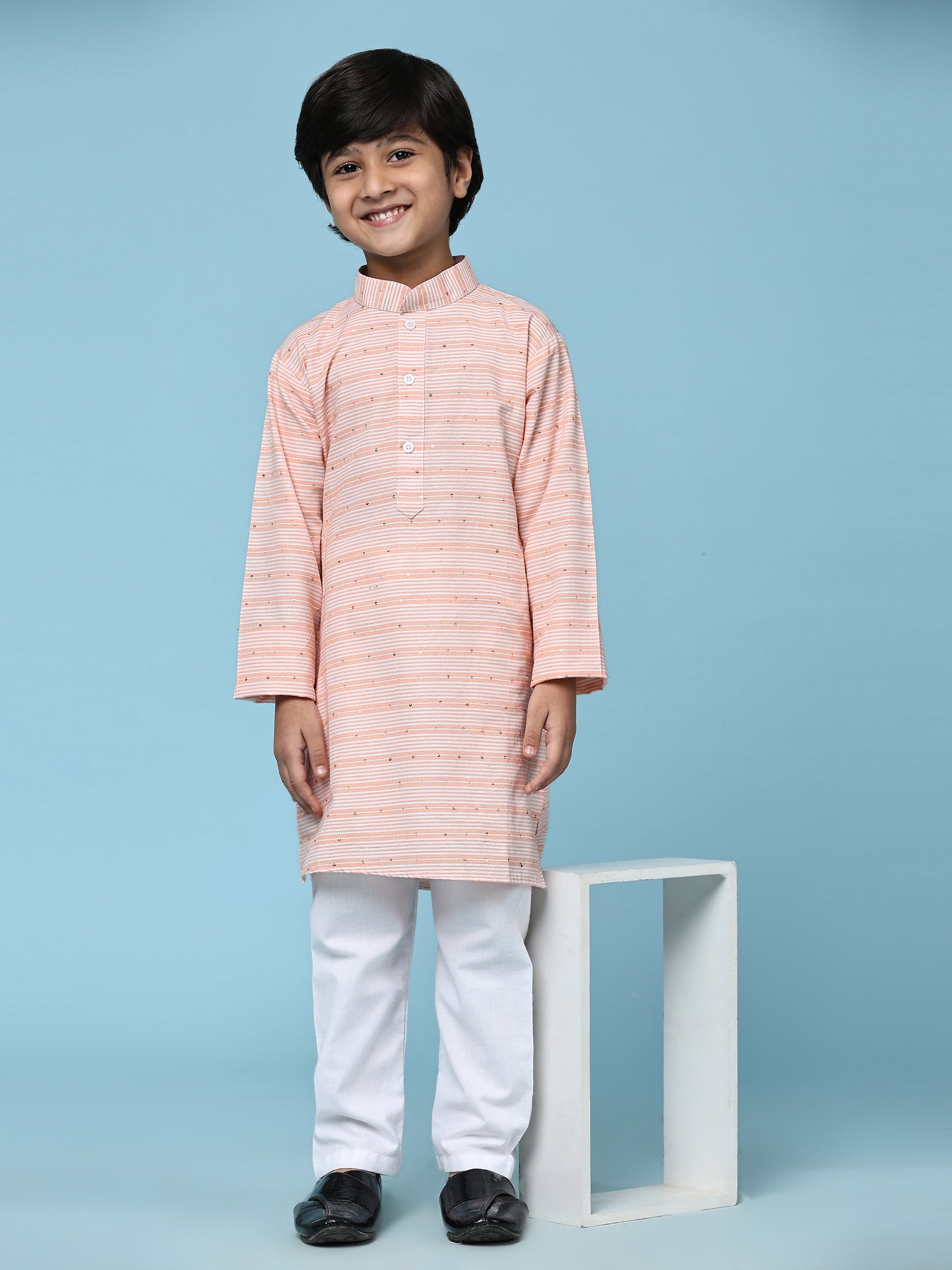 Pro-Ethic Style Developer Boys Cotton Kurta Pajama for Kid's Traditional Dresses for Boys (Orange)