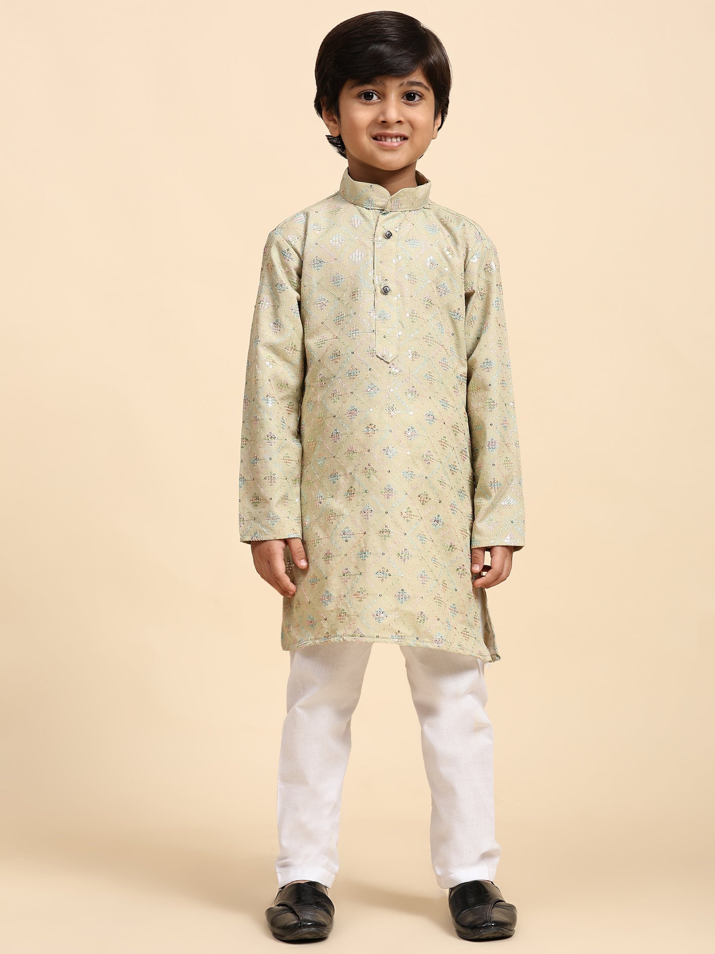 Pro-Ethic Style Developer Boys Cotton Kurta Pajama for Kid's Ethnic Wear | Jacquard Cotton Kurta Pajama (Fon)