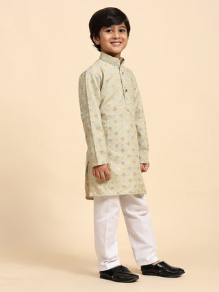 Pro-Ethic Style Developer Boys Cotton Kurta Pajama for Kid's Ethnic Wear | Jacquard Cotton Kurta Pajama (Fon)