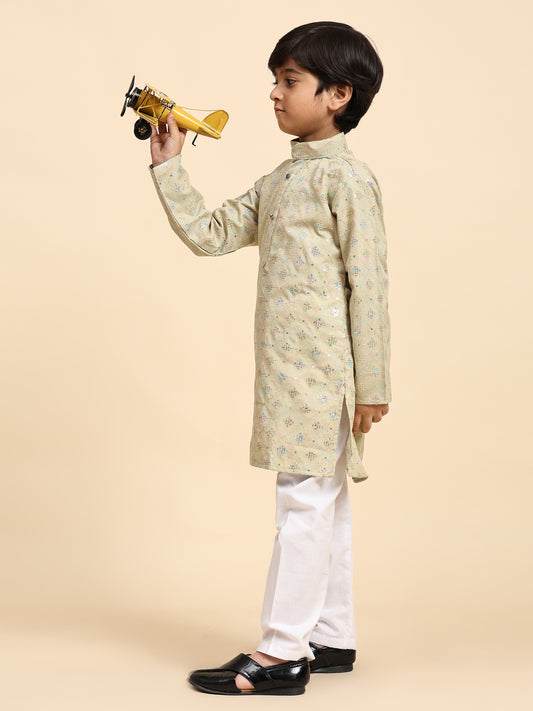 Pro-Ethic Style Developer Boys Cotton Kurta Pajama for Kid's Ethnic Wear | Jacquard Cotton Kurta Pajama (Fon)