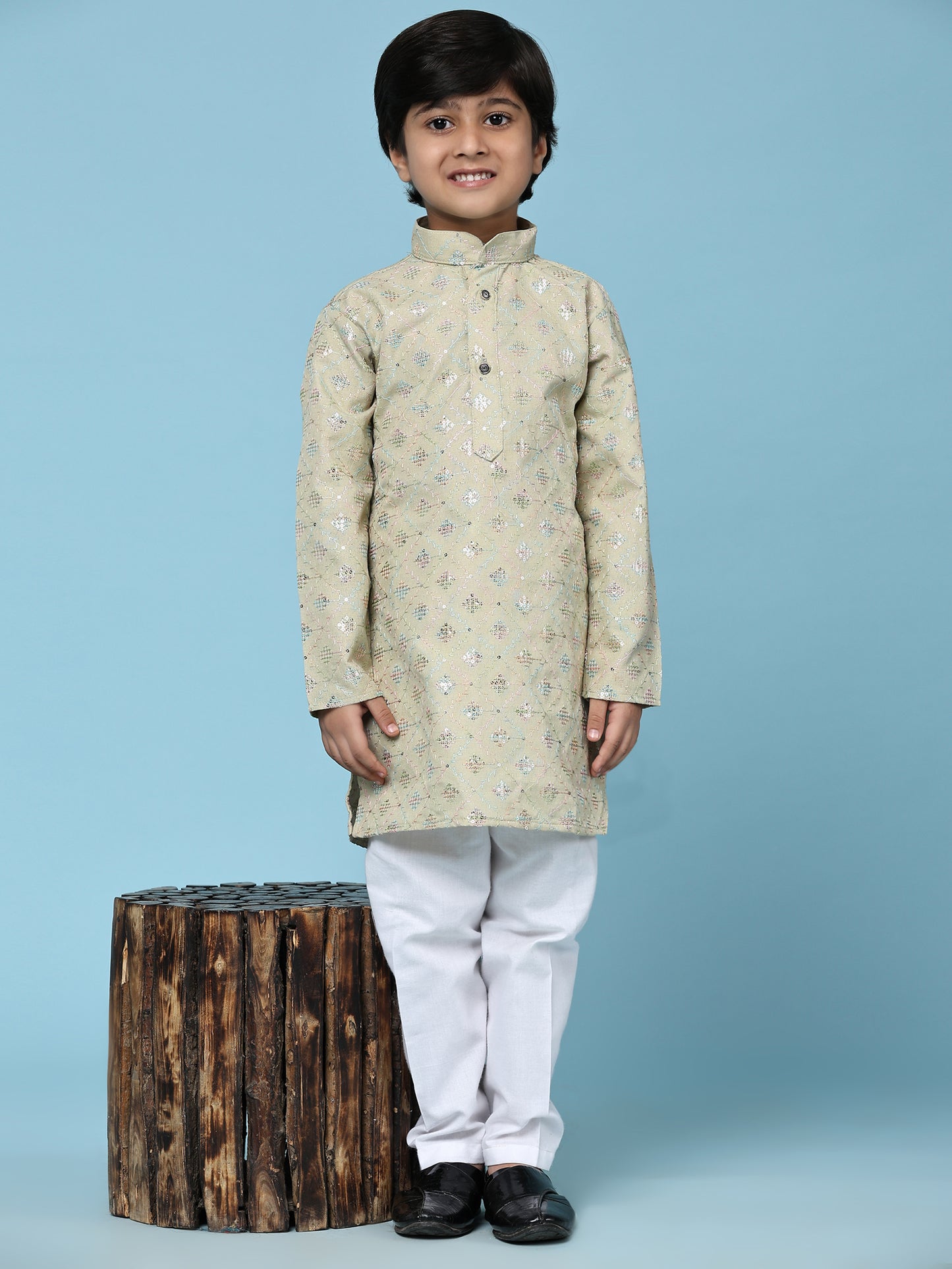 Pro-Ethic Style Developer Boys Cotton Kurta Pajama for Kid's Ethnic Wear | Jacquard Cotton Kurta Pajama (Fon)