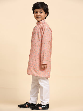 Pro-Ethic Style Developer Boys Cotton Kurta Pajama for Kid's Ethnic Wear | Jacquard Cotton Kurta Pajama (Pink)