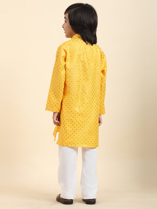 Pro-Ethic Style Developer Boys Cotton Kurta Pajama For Kid's Ethnic Wear | Kurta Pajama set (S-231) Yellow