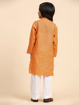 Pro-Ethic Style Developer Boys Cotton Kurta Pajama for Kid's Ethnic Wear | Cotton Kurta Pajama (S-239), Orange