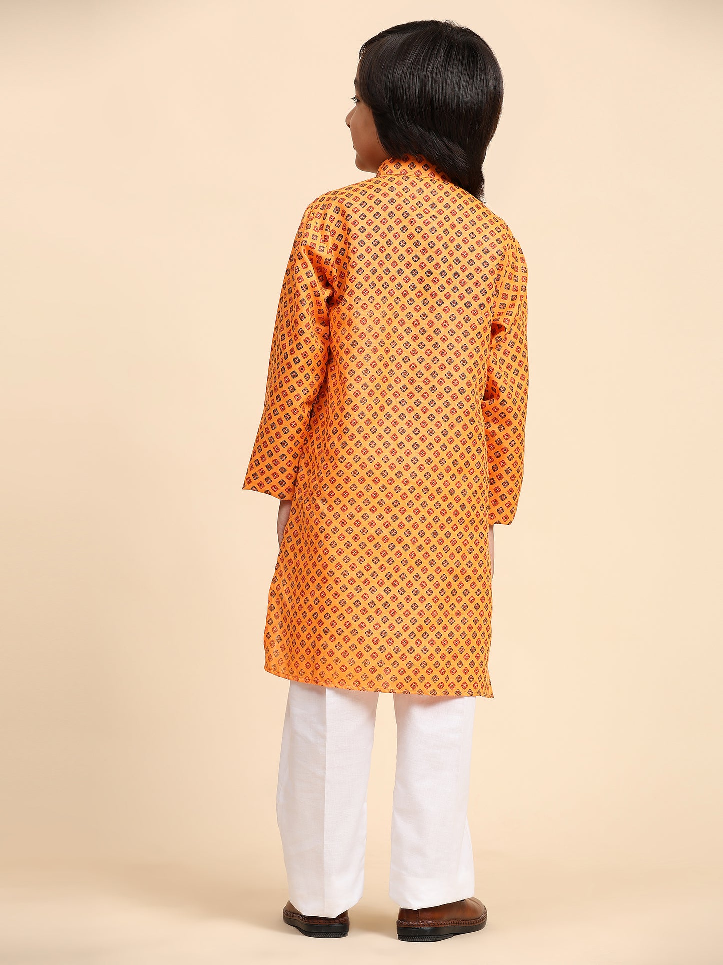 Pro-Ethic Style Developer Boys Cotton Kurta Pajama for Kid's Ethnic Wear | Cotton Kurta Pajama (S-239), Orange