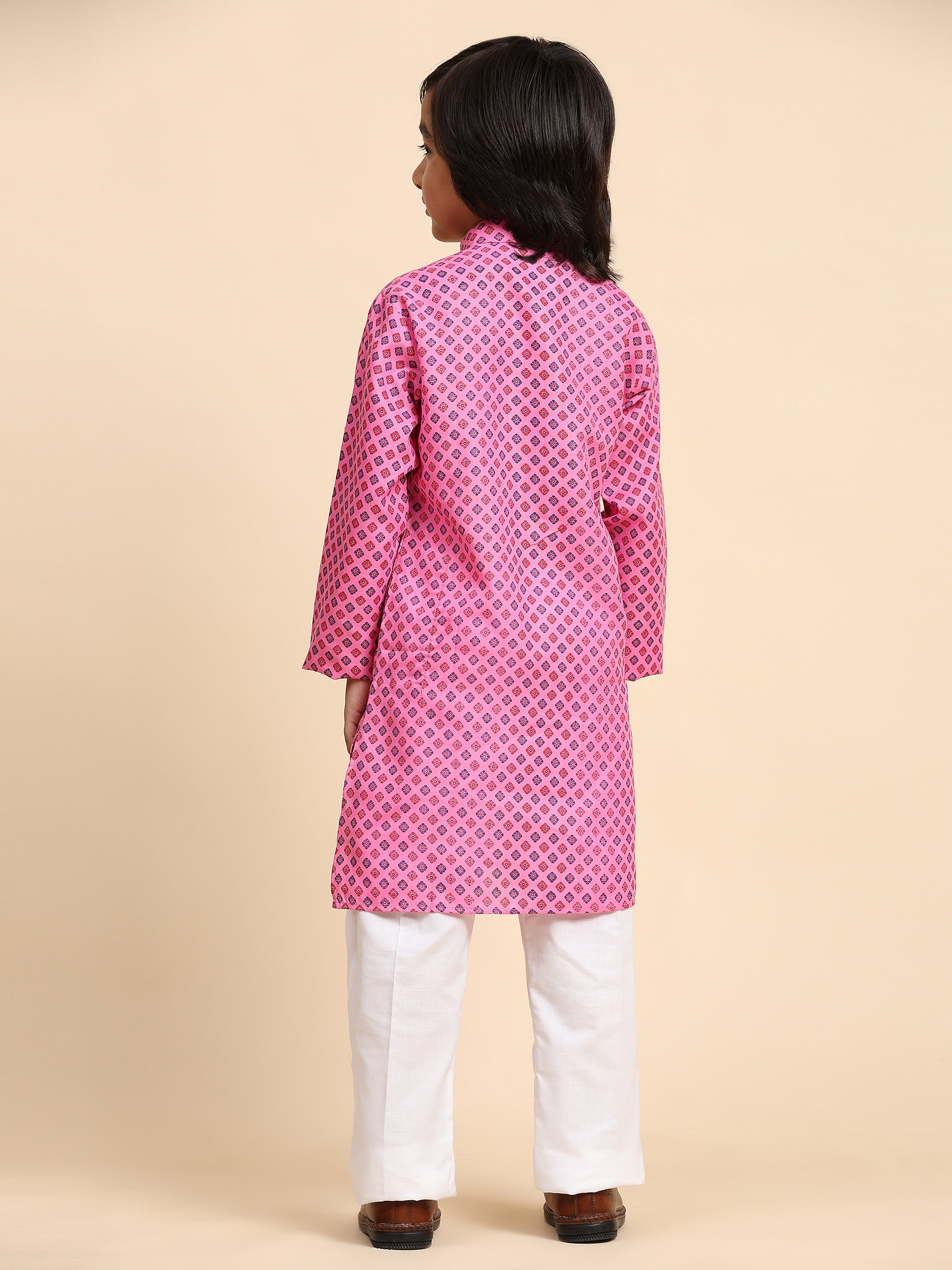 Pro-Ethic Style Developer Boys Cotton Kurta Pajama for Kid's Ethnic Wear | Cotton Kurta Pajama (S-239), Pink