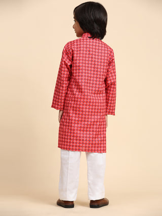 Pro-Ethic Style Developer Boys Cotton Kurta Pajama for Kid's Ethnic Wear | Cotton Kurta Pajama (S-239), Red