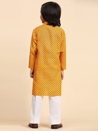 Pro-Ethic Style Developer Boys Cotton Kurta Pajama for Kid's Ethnic Wear | Cotton Kurta Pajama (S-239), Mustard