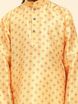 Pro-Ethic Style Developer Boys Silk Kurta Pajama for Kid's Ethnic Wear | Jacquard Silk Kurta Pajama (S-238), Yellow