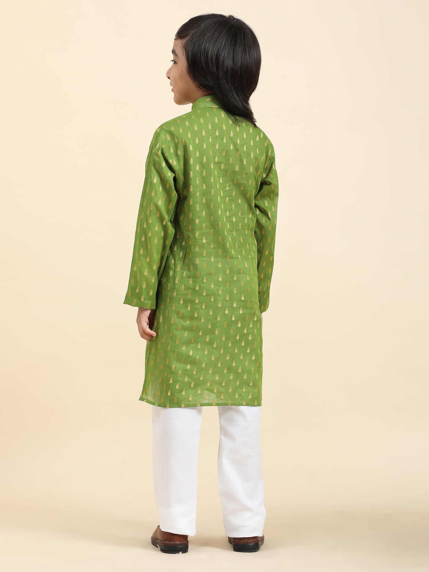 Pro-Ethic Style Developer Cotton Kurta Pajama For Kid's Boys Traditional dress Kurta Pajama set (S-234),Green