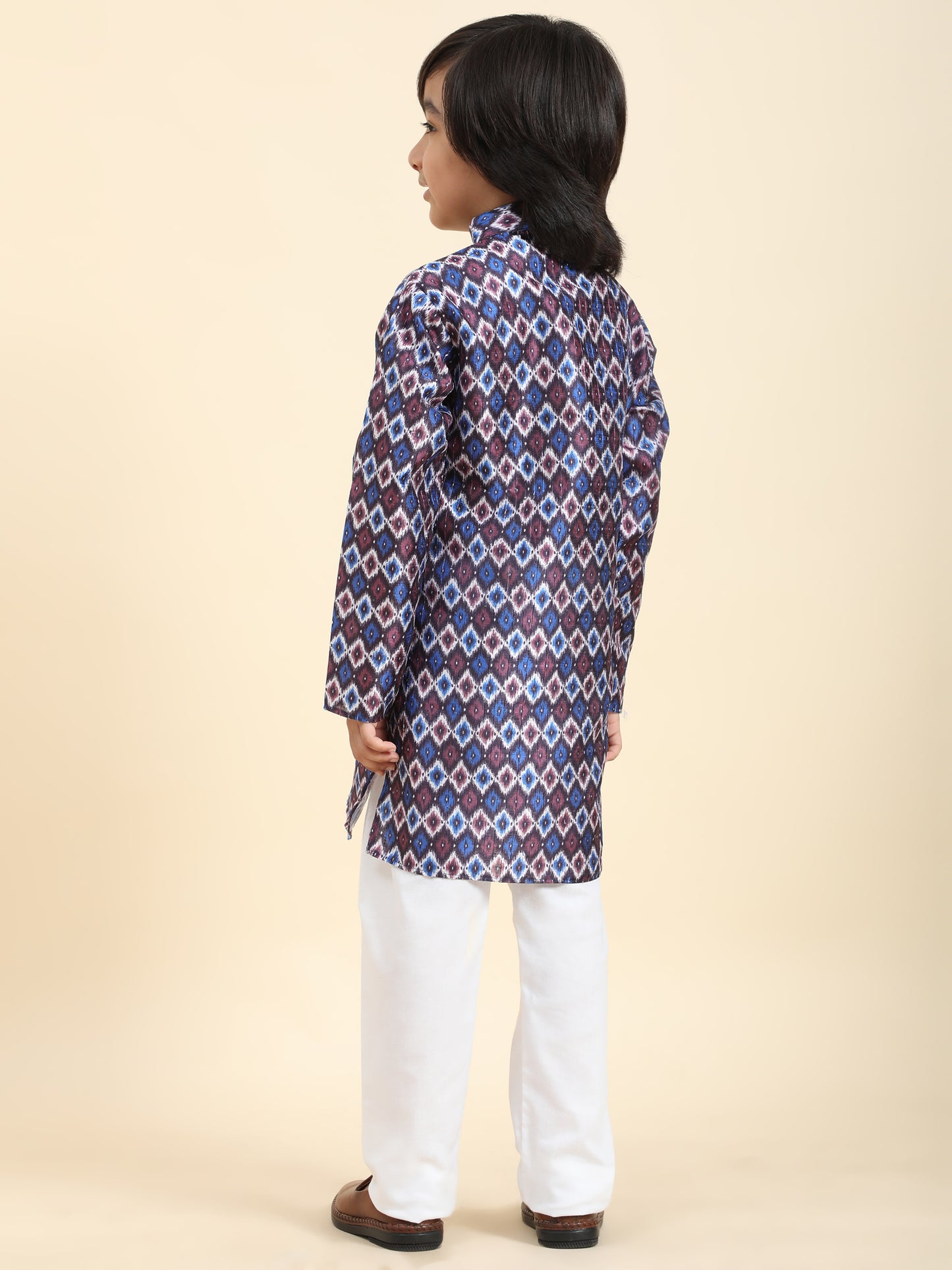 Pro-Ethic Style Developer Boys Silk Kurta Pajama for Kid's Ethnic Wear | Jacquard Silk Kurta Pajama (S-235) Blue