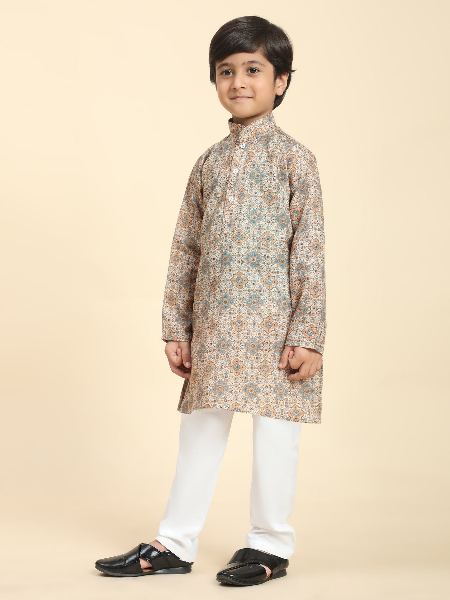 Pro-Ethic Style Developer Boys Cotton Kurta Pajama for Kid's Ethnic wear for Boys (Brown)